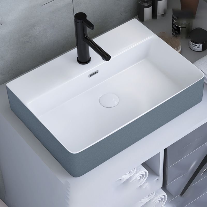 Modern Style Trough Bathroom Sink Rectangle Ceramic Trough Bathroom Sink