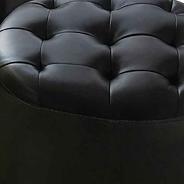 Modern Plain Ottoman Water Resistant Genuine Leather Tufted Pouf Ottoman