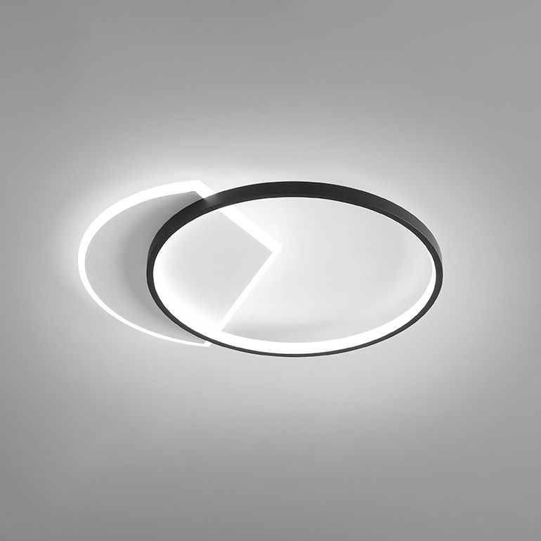 Black and White LED Ceiling Light in Modern Style Aluminium Geometric Flush Mount with Acrylic Shade