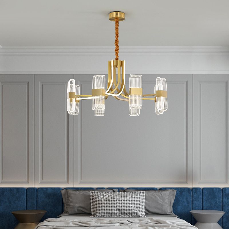 Gold Metal Hanging Pendant Lights Contemporary Sputnik Hanging Lamps for Living Room