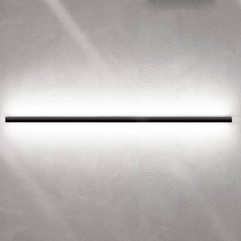 Modern Line Shape Wall Mounted Light 1 Light Metal Flush Mount Wall Sconce in Black Finish