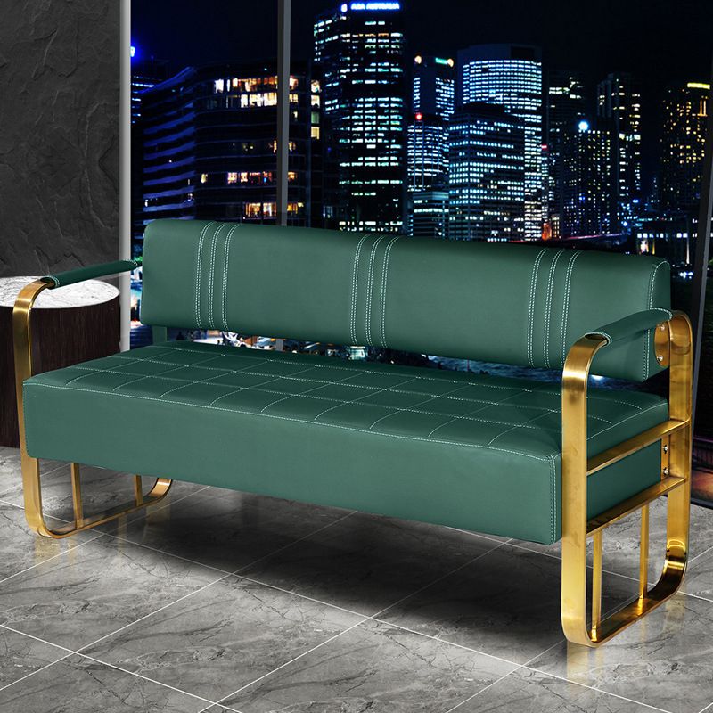 Faux Leather Sofa 21.65" D x 28.74" H Square Arm Sofa for Living Room