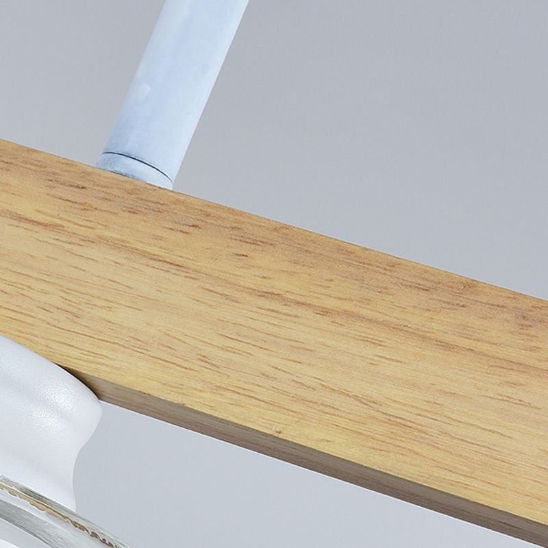 Modern 4-Light Wooden Island Lighting Design with Clear Glass Shade