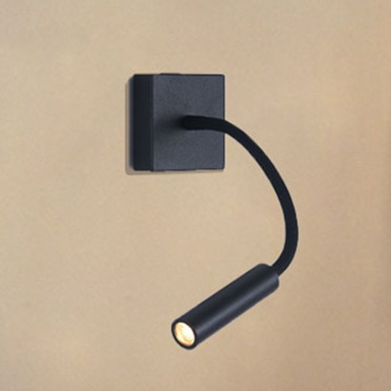 Modern Black Wall Light Square Hose 3" Wide Reading Wall Sconce for Bedroom