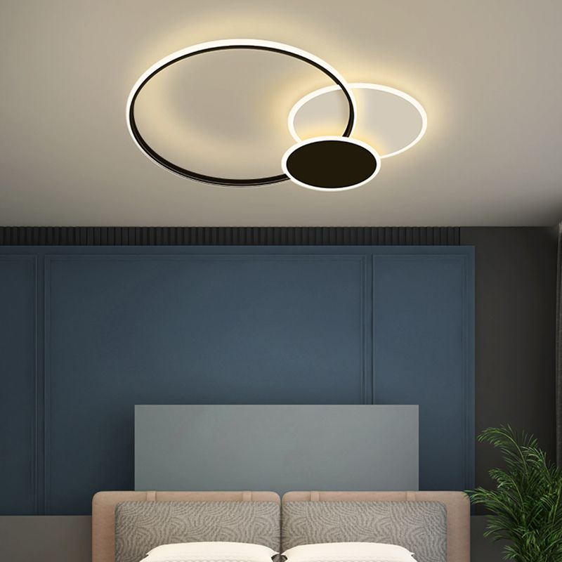 Contemporary Circular Flush Light Metal 3 Light Flush Mount Ceiling Fixture