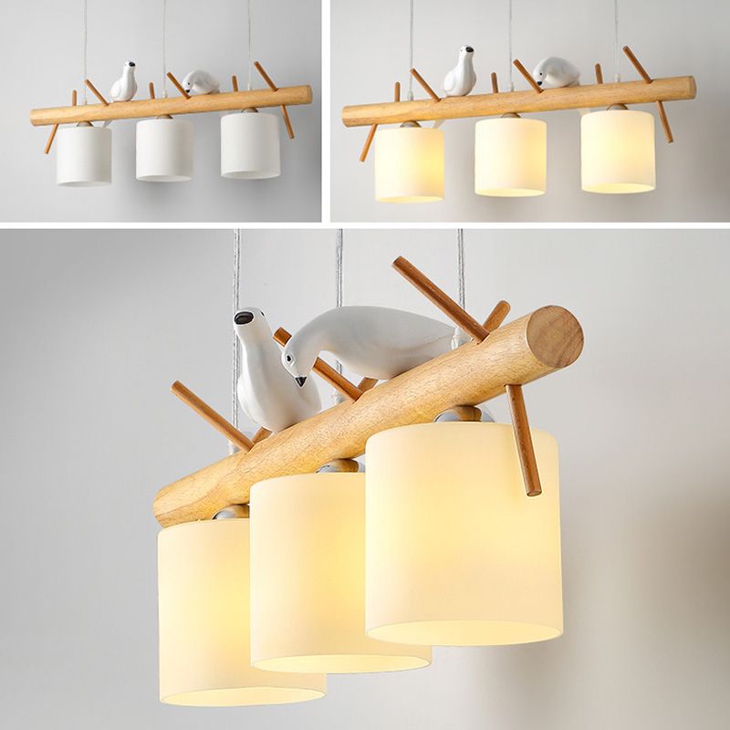 Cylindrical Island Pendant Lights Ultra-Contemporary Wood Island Pendant Lights for Restaurant