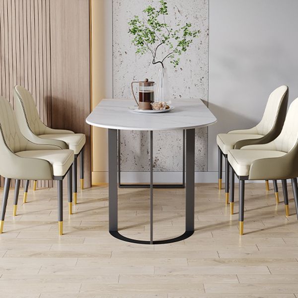Mesa de comedor superior de piedra mesa de comedor de lujo tradicional con base de trineo