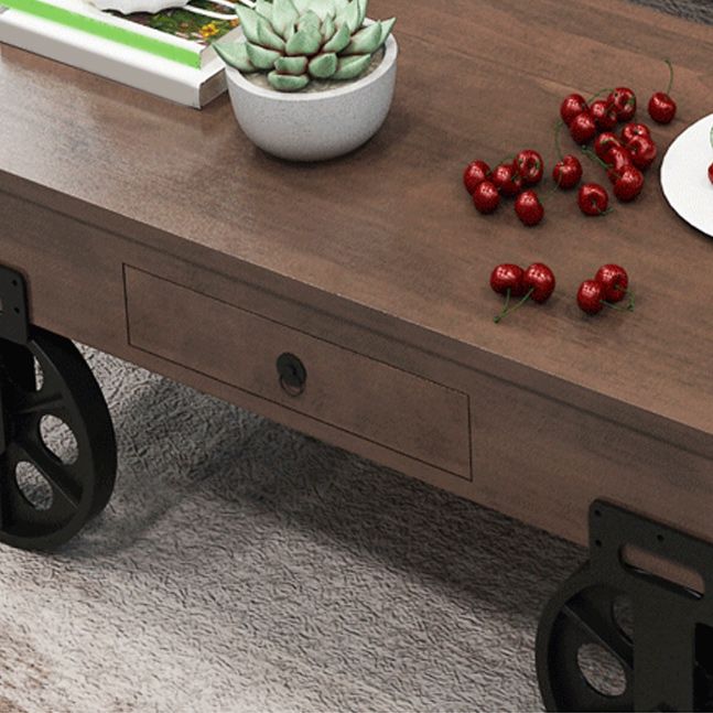 Modern Abstract Wooden Coffee Table Rectangular Top Shape Cocktail Table