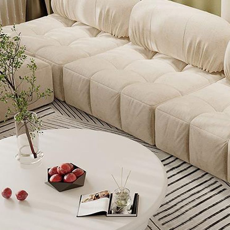 Round Wood Simple Coffee Table Nordic 4 Legs Cocktail Table - 13.8" H
