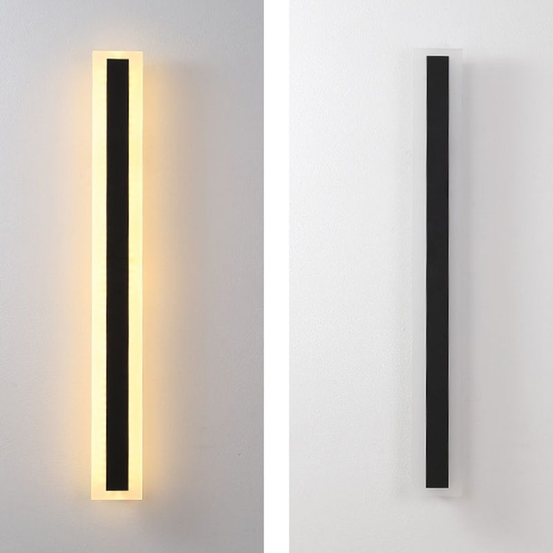 Metal Linear Shape Wall Light Modern Style 1-Light Wall Light Sconces in Black