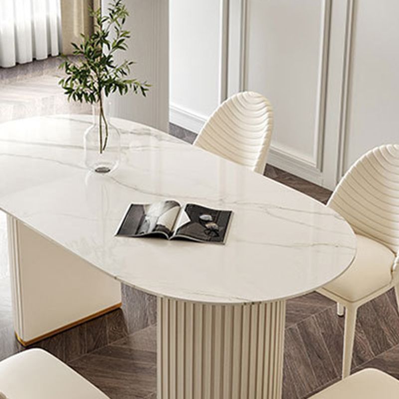 Glam Oval Dining Set Stone 1/4/5/7 Pieces Dining Furniture for Home