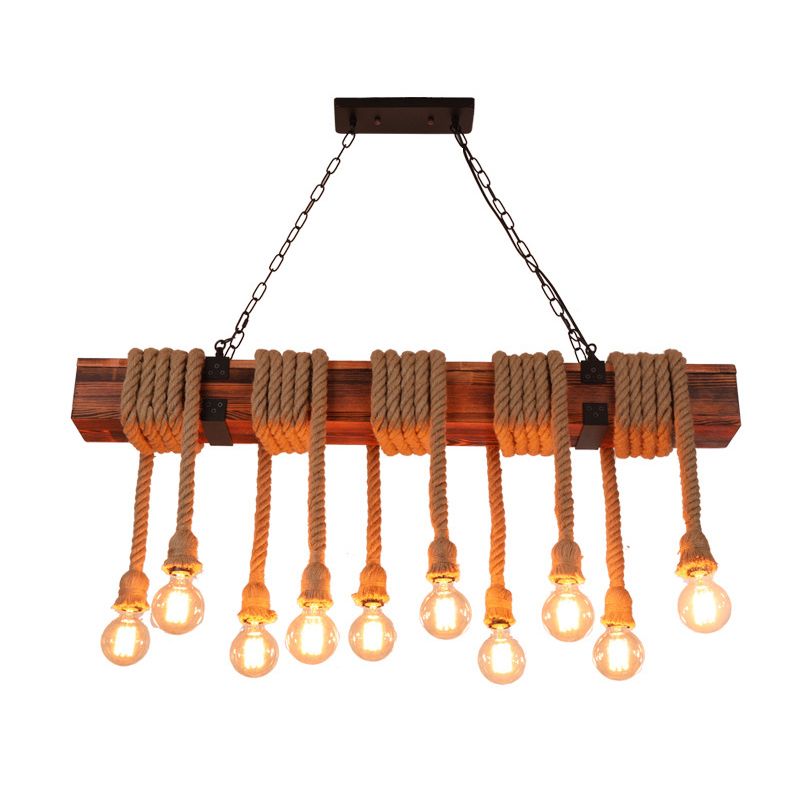 Wooden Island Light Industrial Style Island Hanging Light for Living Room
