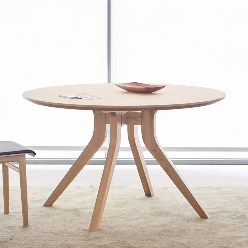 Natural Round Table Wooden Dining Room Kitchen Home Furniture with 4 Legs
