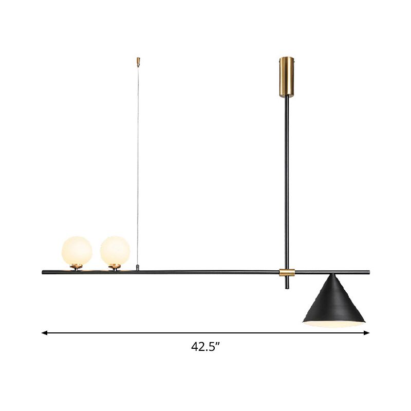 Metal Cone Island Light Contemporary 3 Heads Dining Room Hanging Ceiling Light in Gold/Black