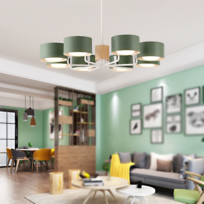 Cylindrical Shape Chandelier Nordic Modern Multi Light Pendant Light for Living Room