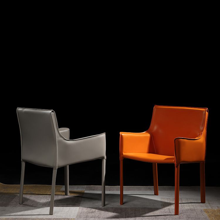 Fauteuil de maison en cuir de Style design, finition mate, chaise de salle à manger simple à dossier solide