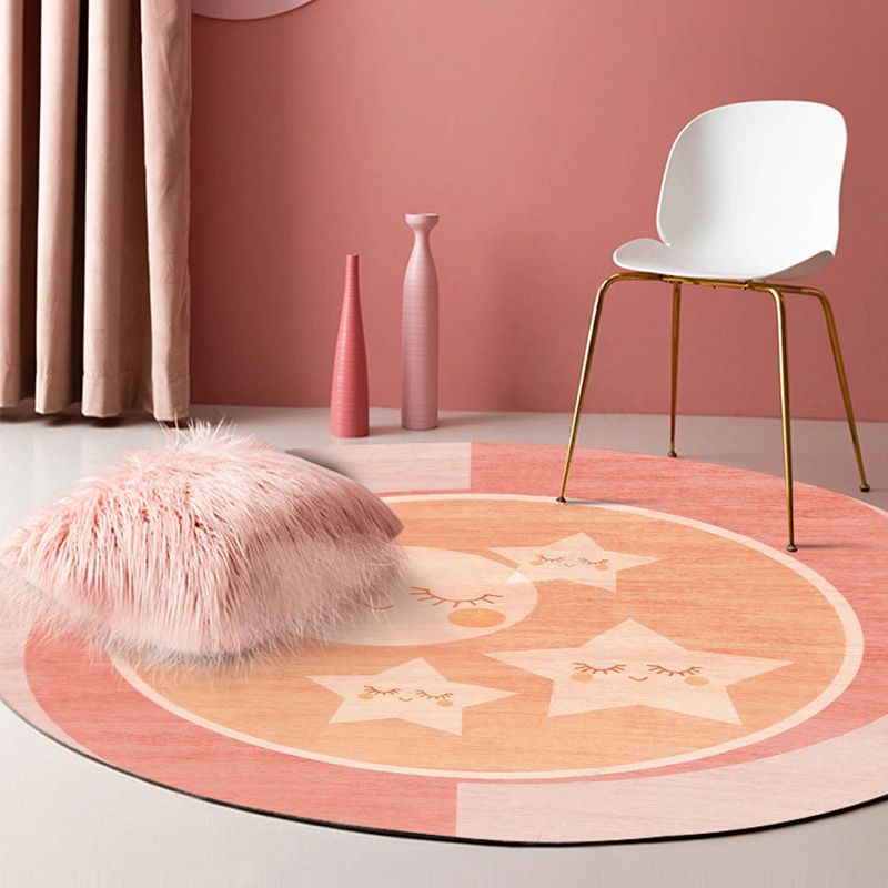 Navy Modern Rug Polyester Circle Rug Stain Resistant Rug for Living Room