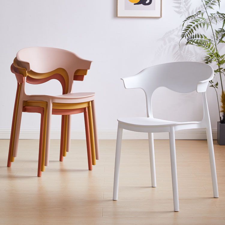 Silla apilable de cocina contemporánea, silla lateral sin brazos con patas de plástico