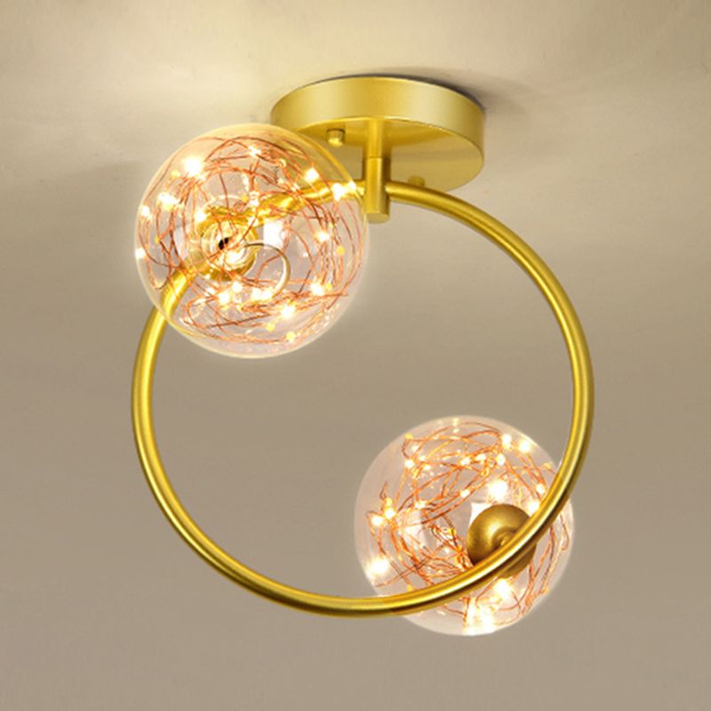 Modern Gold Ceiling Lighting Glass Semi Flush Mount for Hallway