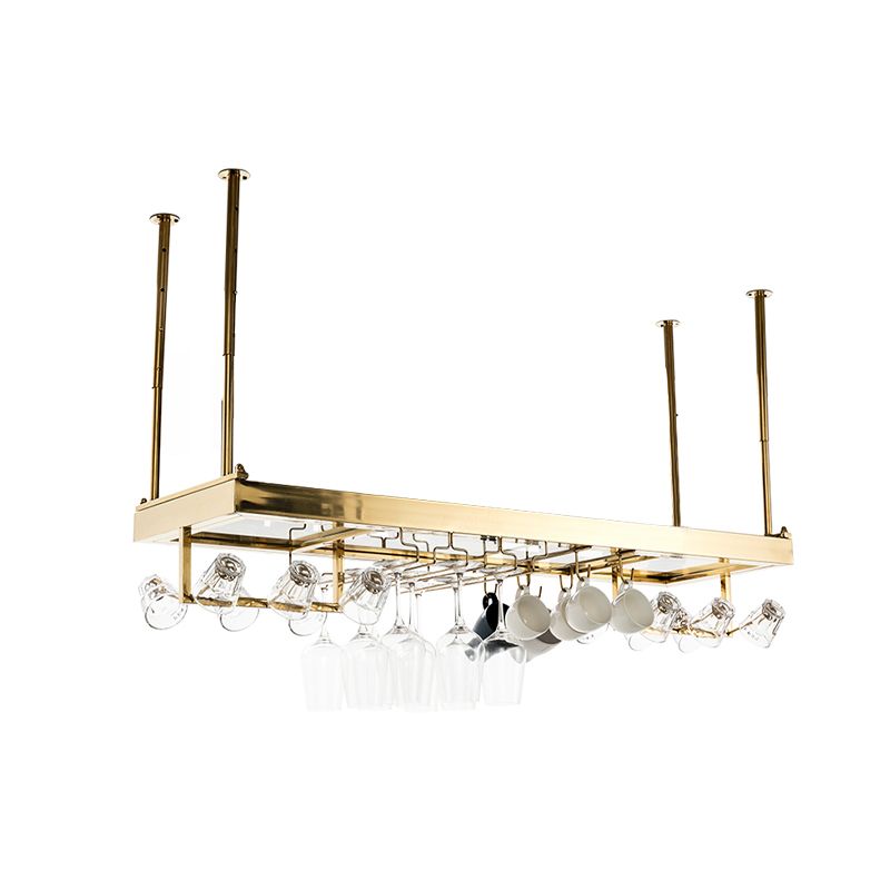 Glam Style Metal Hanging Wine Rack Kit in Gold -47.24" x 13.8" x 6.7"