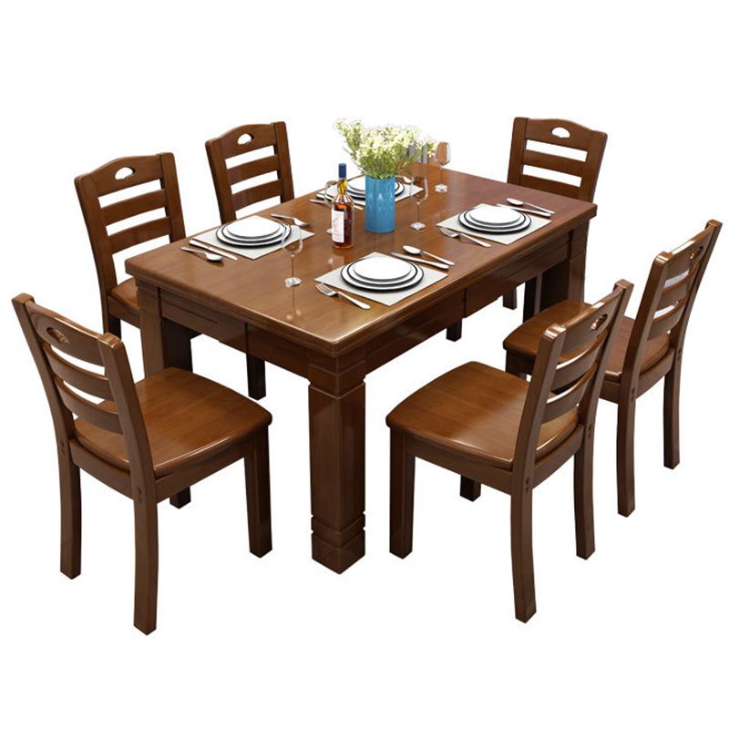 Dining Room Dinner Kitchen Table Rubberwood Rectangle Dining Table