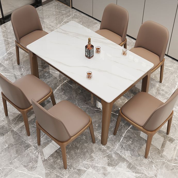 Rectangle Dining Site Table Midcentury Style Stone Dinner Room Kitchen Table