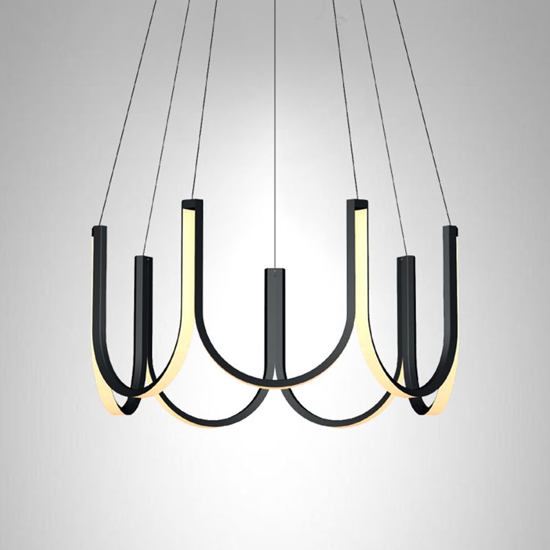 Accesorio de iluminación de araña de metal simple luz lineal lineal luz colgante para dormitorio