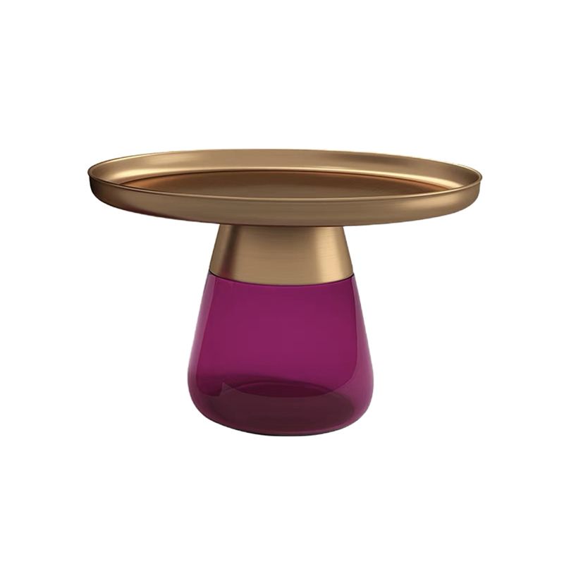 Mid-Century Modern Pedestal Glass Round Storage Single Coffee Table