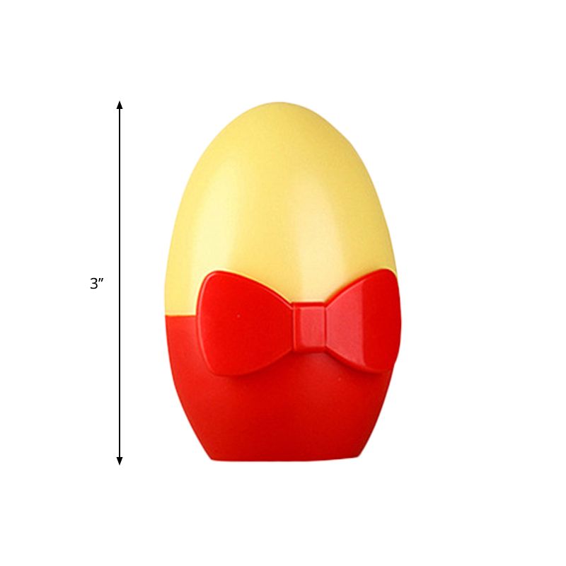 Kids Egg Shaped Mini Night Light Plastic Bedside LED Wall Lamp with Plug in Yellow-Red