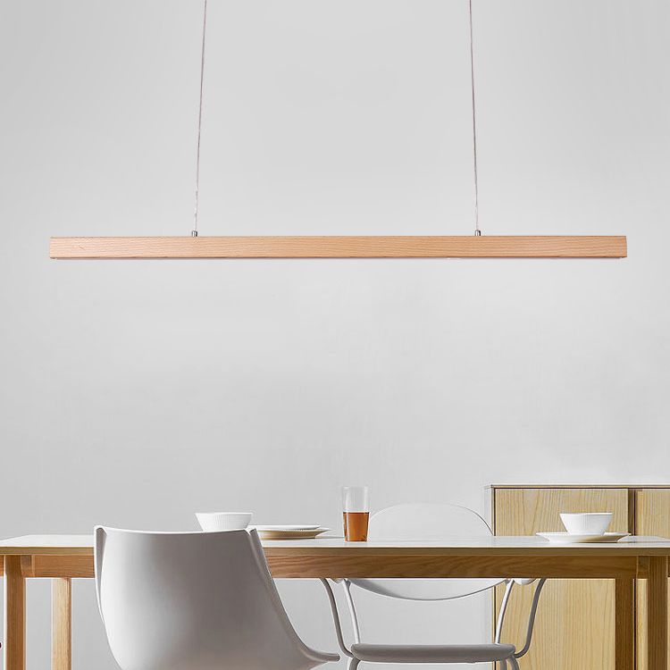Luci a sospensione a sospensione in legno Lampade appese lineari moderne per sala da pranzo