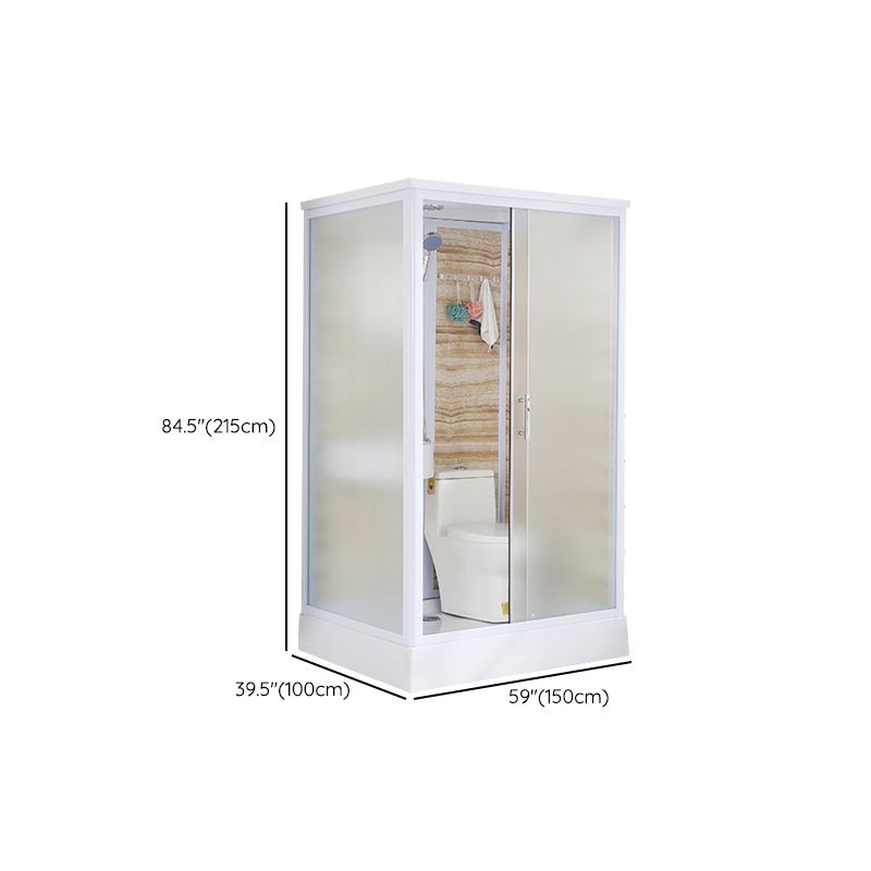 Rectangular Shower Stall Single Sliding Door Frosted Glass Shower Room