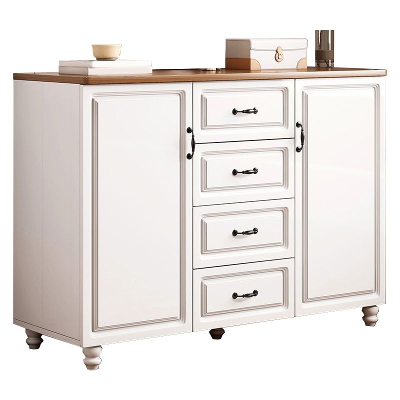 White Wood Accent Cabinet with Drawers 15.74" Wide Modern Standard Side Cabinet