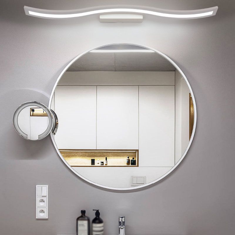 Metal Linear Shape Wall Light Modern 1-Light Mirror Wall Mount Light Fixture