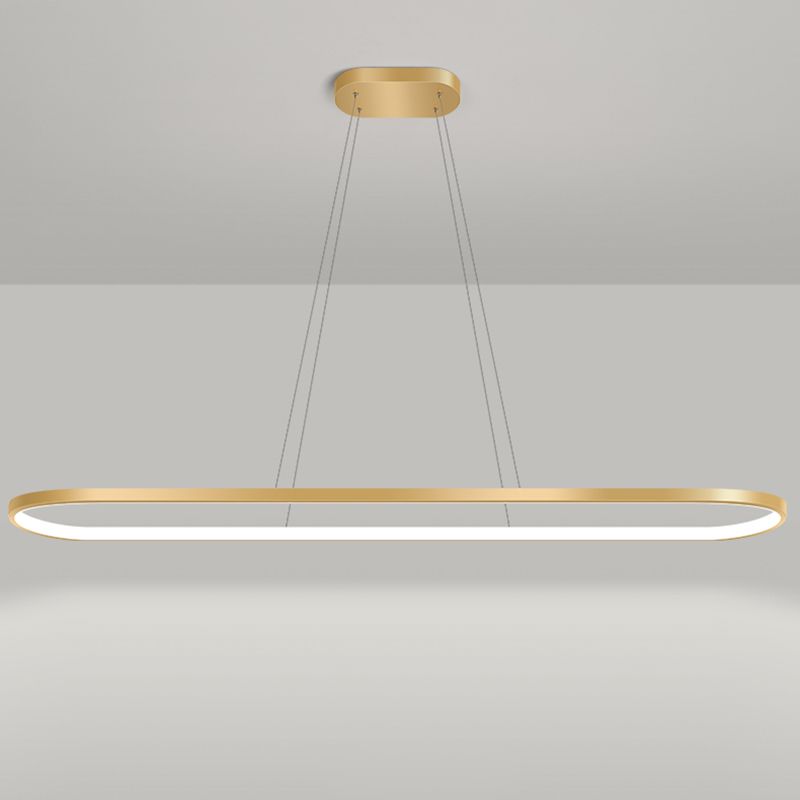 Nordic Light Luxury Simple Contemporary Style LED Island Chandelier Light in Gold for Dining Room