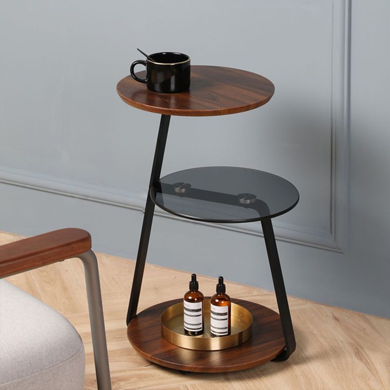 Modern Round Corner Table 3-Tier Side End Table with Storage
