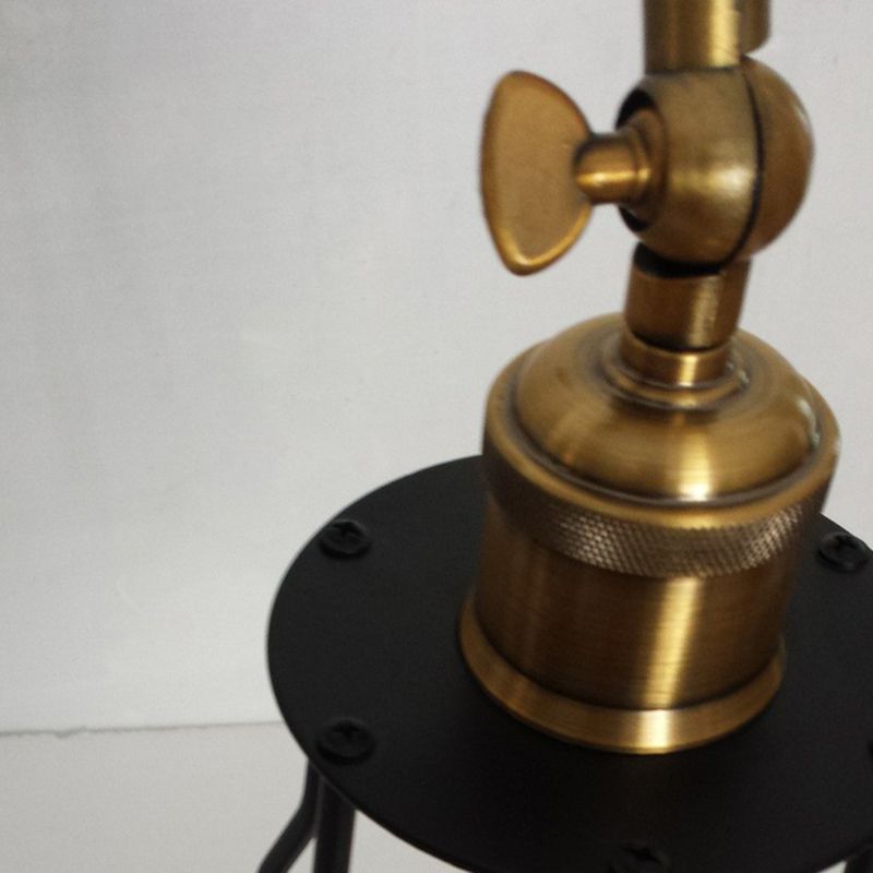 1-Light Swivelable Arm Wall Light Industrial Black Metal Wall Lamp Fixture with Cage Shade