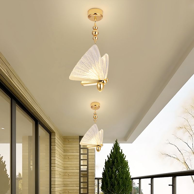 Nordic Luxury Style Butterfly Shade Hanging Light Fixture LED Butterfly Pendant Chandelier