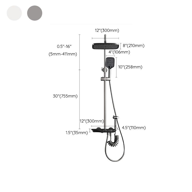 Modern Plain Shower System Slide Bar Included Shower Head Combo