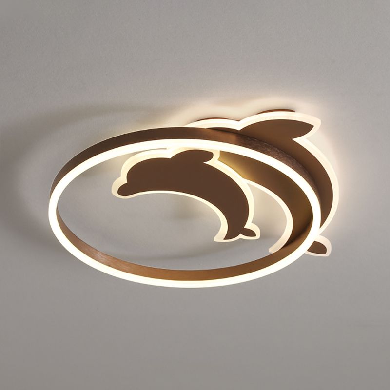 Modern Style Dolphin Shape Ceiling Fixtures Metal 3 Light Flush Ceiling Light Fixtures