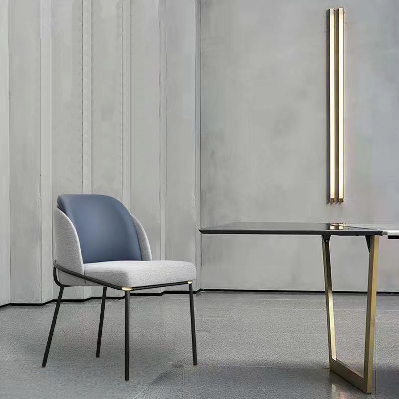 Modern Upholstered Armless Chair Fabric Dining Chair with Metal Base for Restaurant