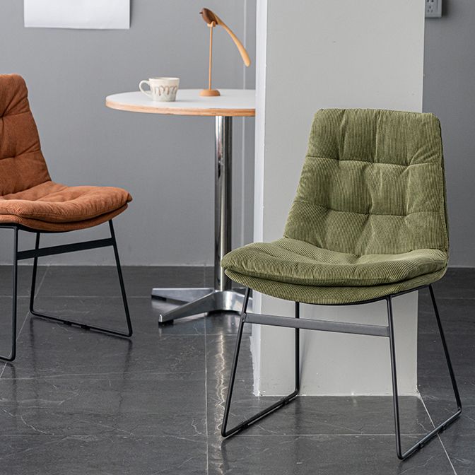 Nordic Upholstered Armless Dining Chairs Metal Legs Solid Back Chair for Home Use