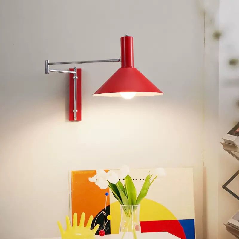 1 - Light Wall Lamp in Black / White / Red Adjustable Metal Contemporary Wall Sconce