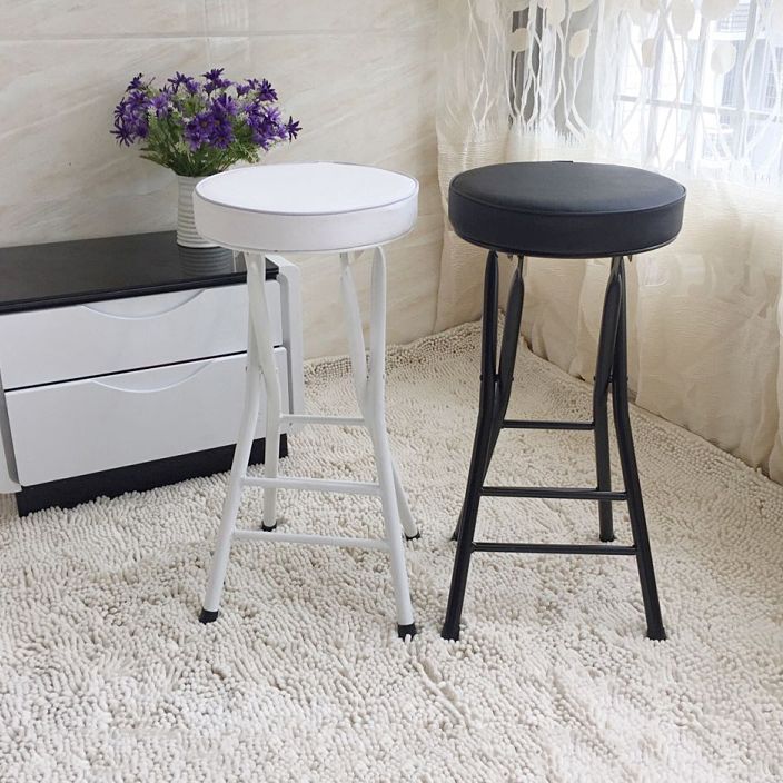 Foldable Bistro Round Shape High Chair Modern Counter Chair with Metal 4 Legs