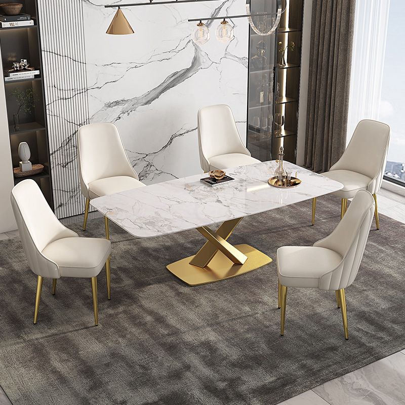 Glam Style Side Chair PU Leather Dining Chair for Living Room