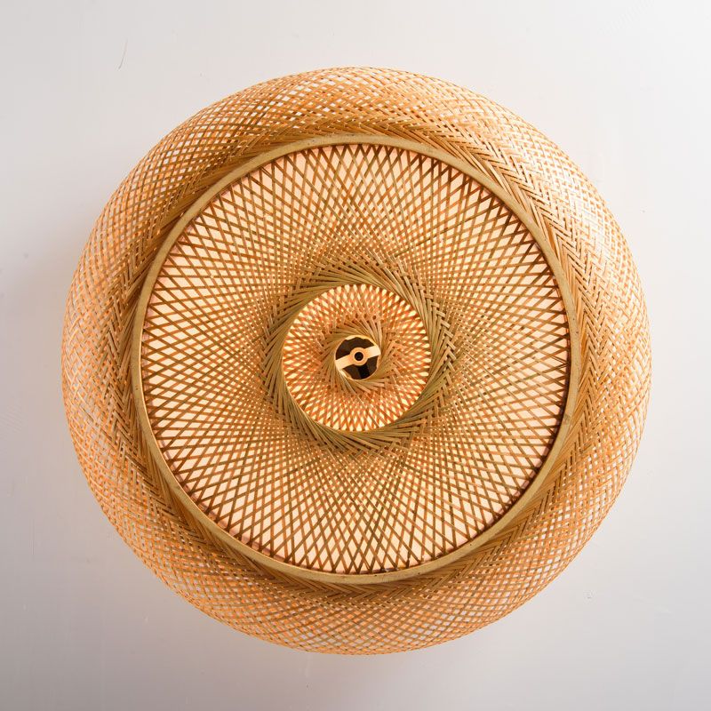 Simple Flush Mount Ceiling Light Fixtures LED Ceiling Lamp with Bamboo Shade