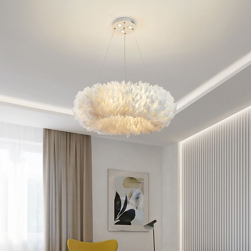 Moderne stijl veer kroonluchter hanglampje slaapkamer woonkamer plafond hangend licht