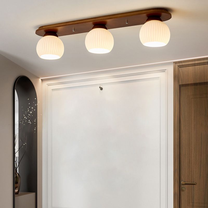 Drum Shape Glass Flush Ceiling Light Modern Multi Lights Flush Mount Light Fixture