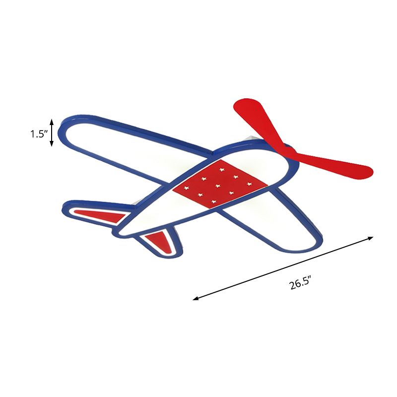 Plafonnier encastré en forme d'avion pour chambre de garçon, plafonnier contemporain en acrylique bleu froid