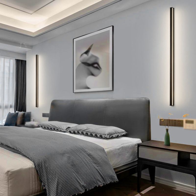 Modern Metal Wall Sconce Linear Shape Vanity Lamp with Plastic Shade for Bathroom