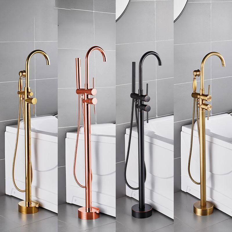 Floor Mounted Metal Freestanding Tub Filler One Hold Freestanding Tub Filler Trim